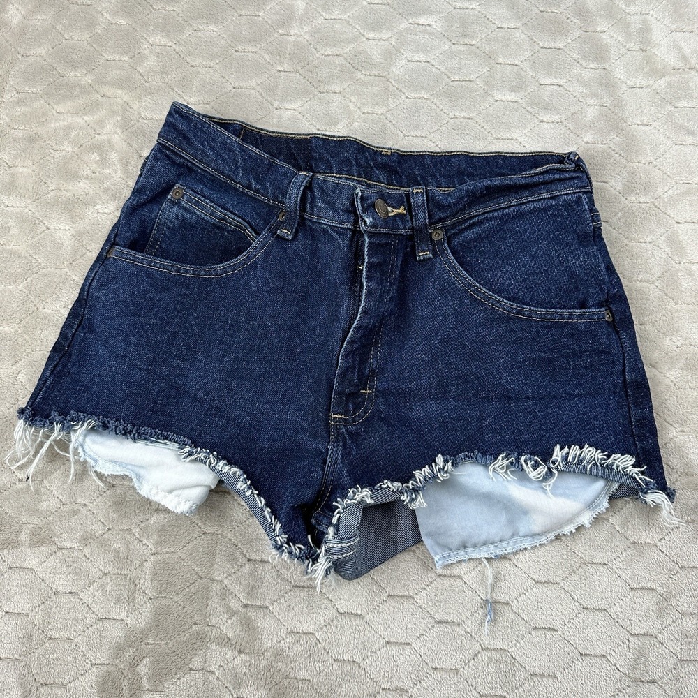 Wrangler Dark Wash Denim Jean Cut Off Shorts Western Festival - 30x3 See Pics